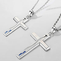 ‘Follow Jesus’ Cross Necklace - Unisex Pendant - Sterling Silver - White Gold Plated Jewelry - Christian Gift - Artisan Handcrafted - Limited Edition