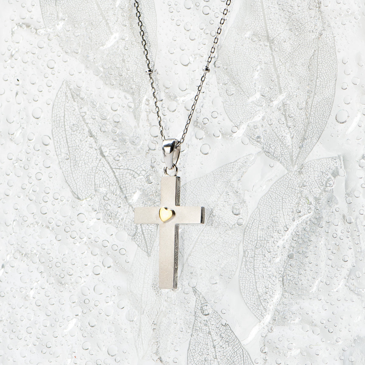 Heart in Cross sterling silver Necklace - Artisan Handcrafted - Limited Edition
