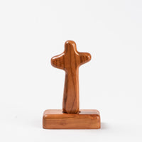 Walnut Wood Cross Magnetic Ornament