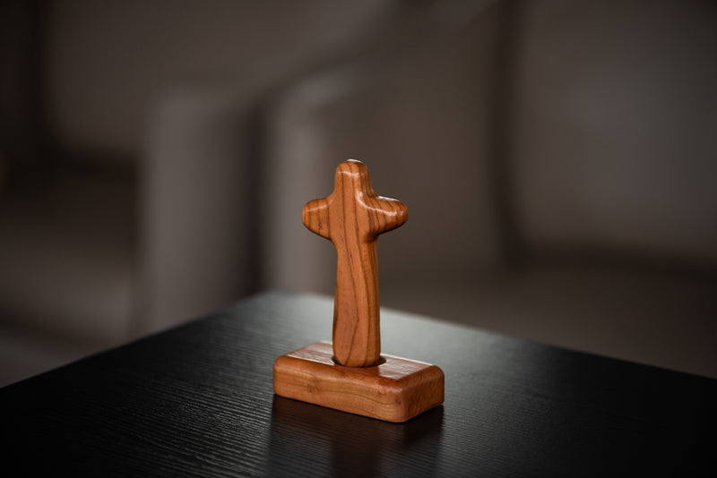 Walnut Wood Cross Magnetic Ornament