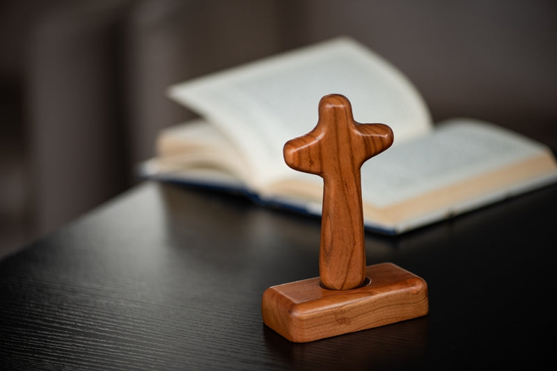 Walnut Wood Cross Magnetic Ornament