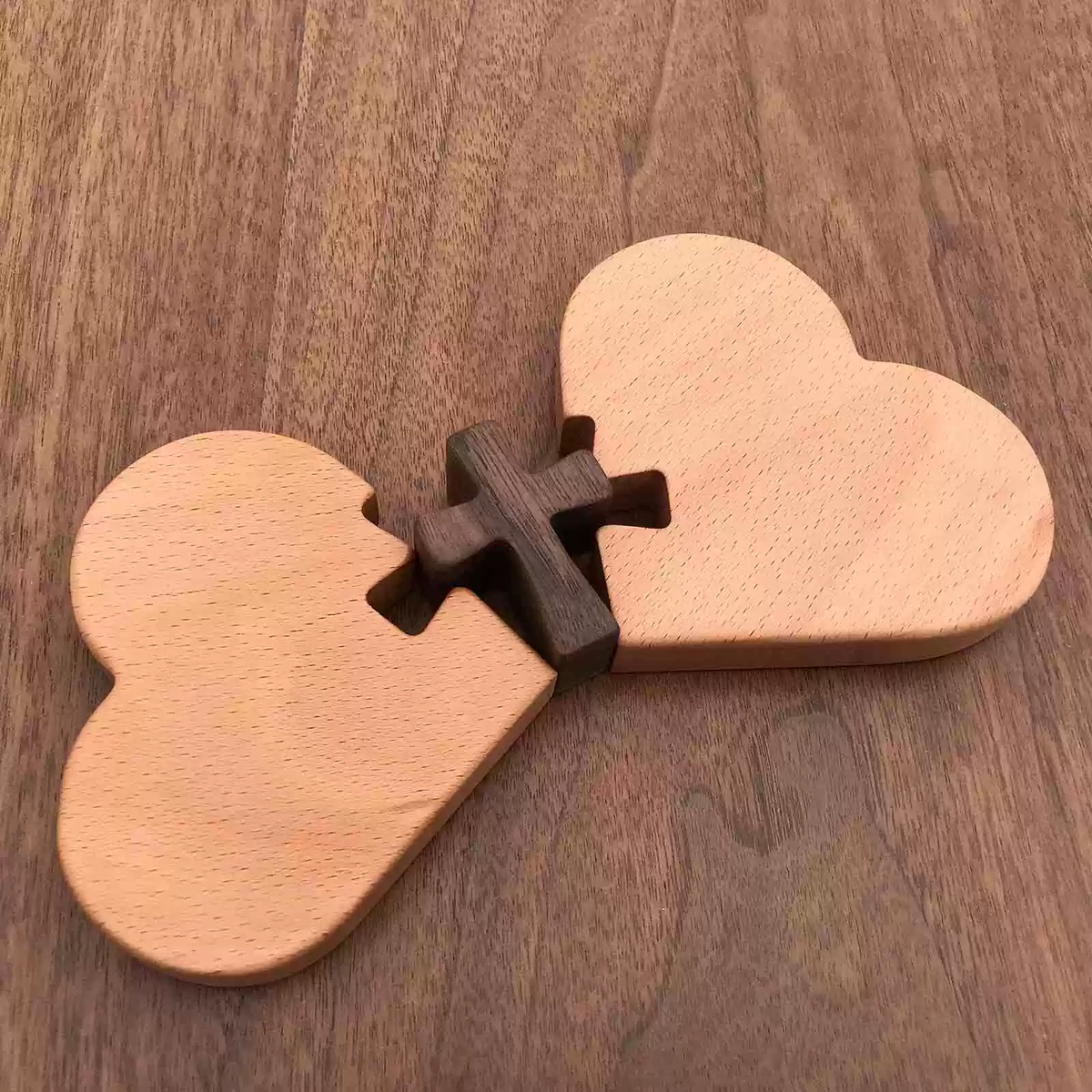 Love Is - Oak + Black Walnut Wood Desktop Ornament - Wedding, Birthday, Valentine's Day Gift - Christian Gift - Anniversary Gift