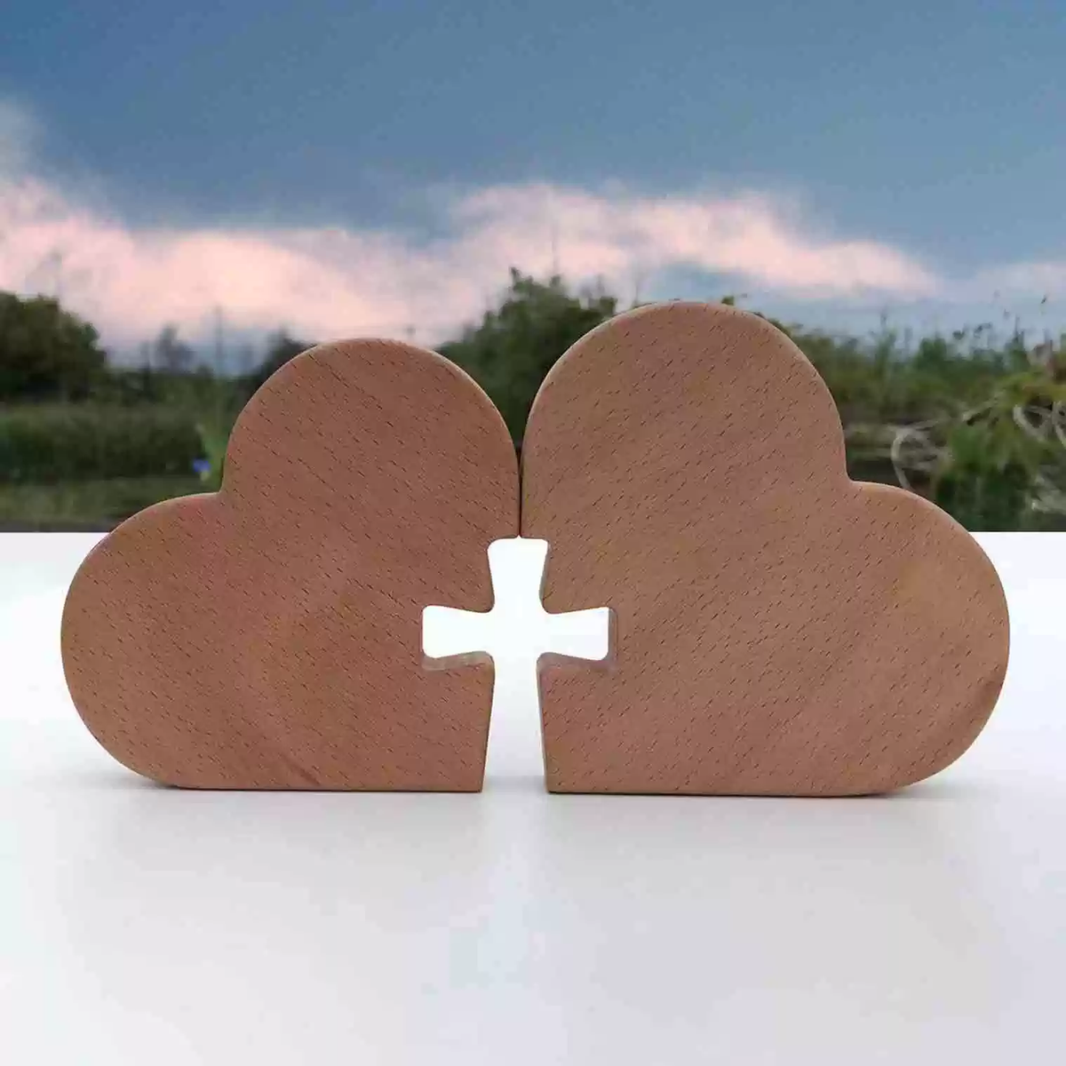 Love Is - Oak + Black Walnut Wood Desktop Ornament - Wedding, Birthday, Valentine's Day Gift - Christian Gift - Anniversary Gift