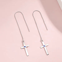 Fish Cross Earrings - Cross Ear Threaders - Christian Jewelry - Artisan Handcrafted - Limited Edition