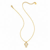 Mother-of-Pearl Cross Pendant Necklace in Gold