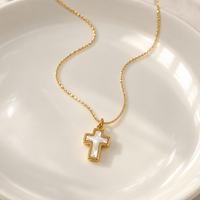 Mother-of-Pearl Cross Pendant Necklace in Gold
