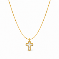 Mother-of-Pearl Cross Pendant Necklace in Gold