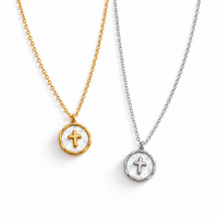 Mother-of-Pearl Cross Medallion Necklace