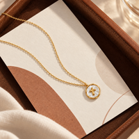 Mother-of-Pearl Cross Medallion Necklace