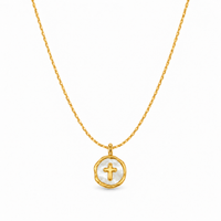Mother-of-Pearl Cross Medallion Necklace
