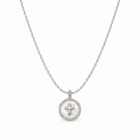 Mother-of-Pearl Cross Medallion Necklace