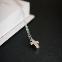 Minimalist Mini Cross Necklace- Sterling Silver Cross Necklace with Platinum Plating- Christian Jewelry - Artisan Handcrafted - Limited Edition