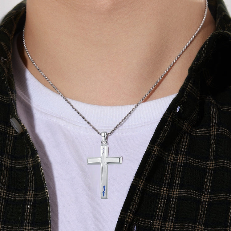 ‘Follow Jesus’ Cross Necklace - Unisex Pendant - Sterling Silver - White Gold Plated Jewelry - Christian Gift - Artisan Handcrafted - Limited Edition