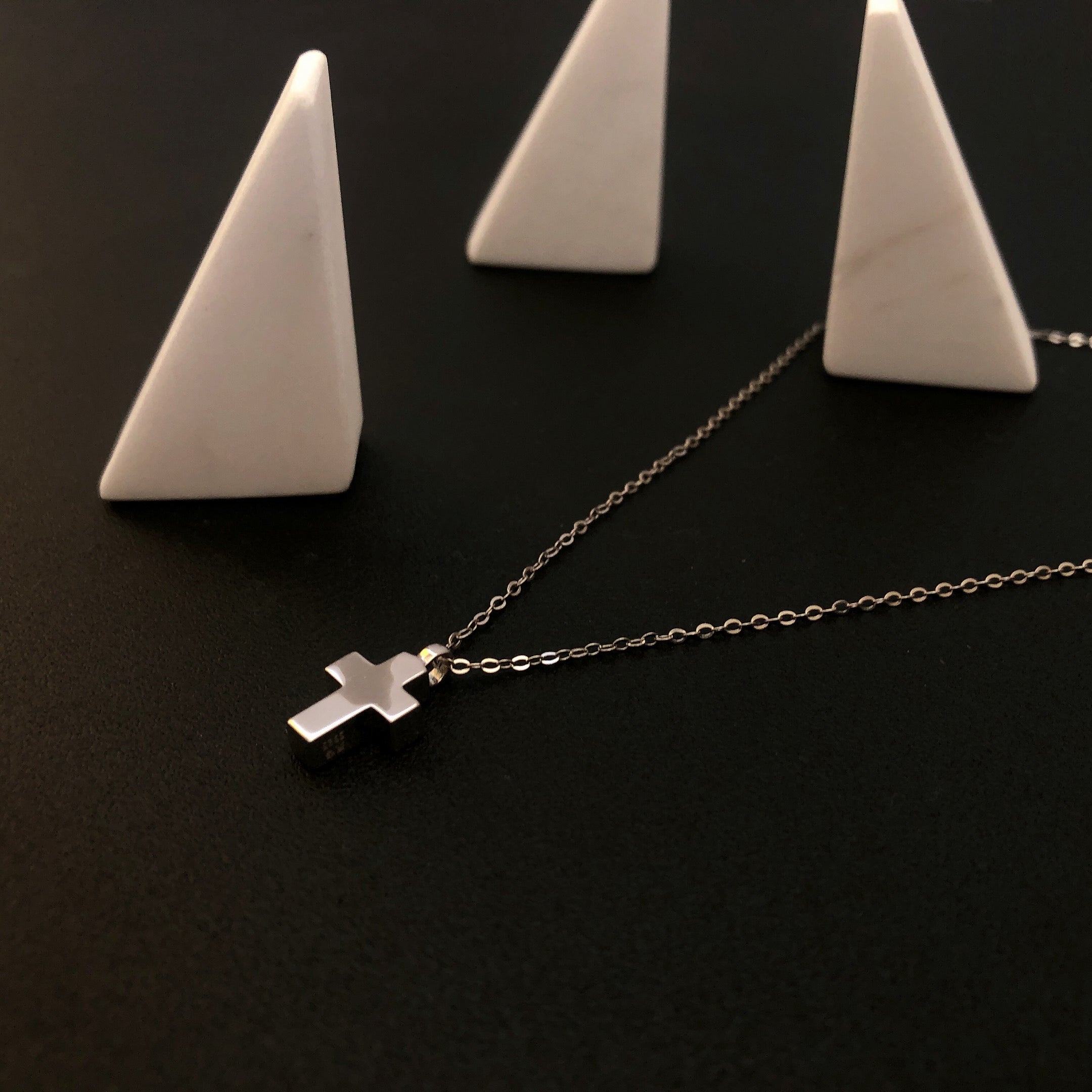 Mini cross necklace on sale silver