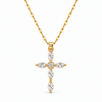 Marquise Crystal Cross Pendant Necklace