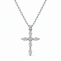 Marquise Crystal Cross Pendant Necklace