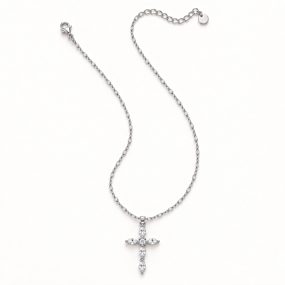 Marquise Crystal Cross Pendant Necklace