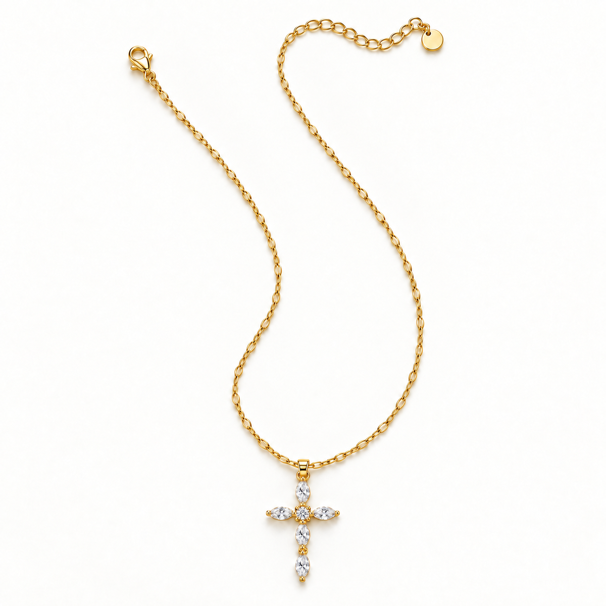 Marquise Crystal Cross Pendant Necklace