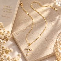 Marquise Crystal Cross Pendant Necklace