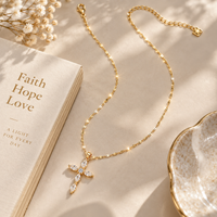 Marquise Crystal Cross Pendant Necklace