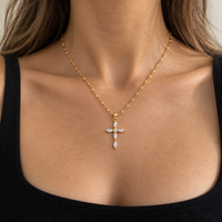 Marquise Crystal Cross Pendant Necklace