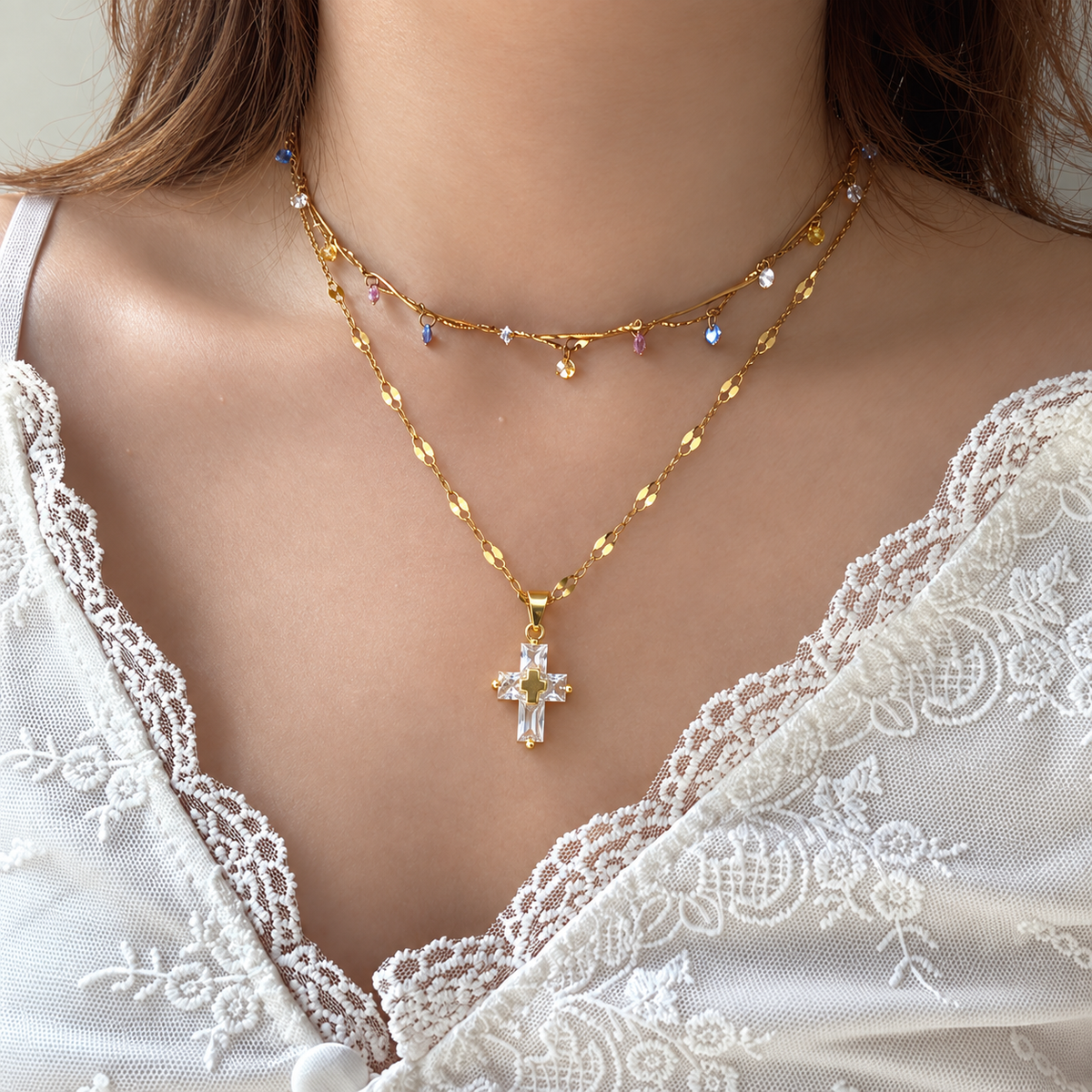 Radiant Faith Crystal Cross Necklace