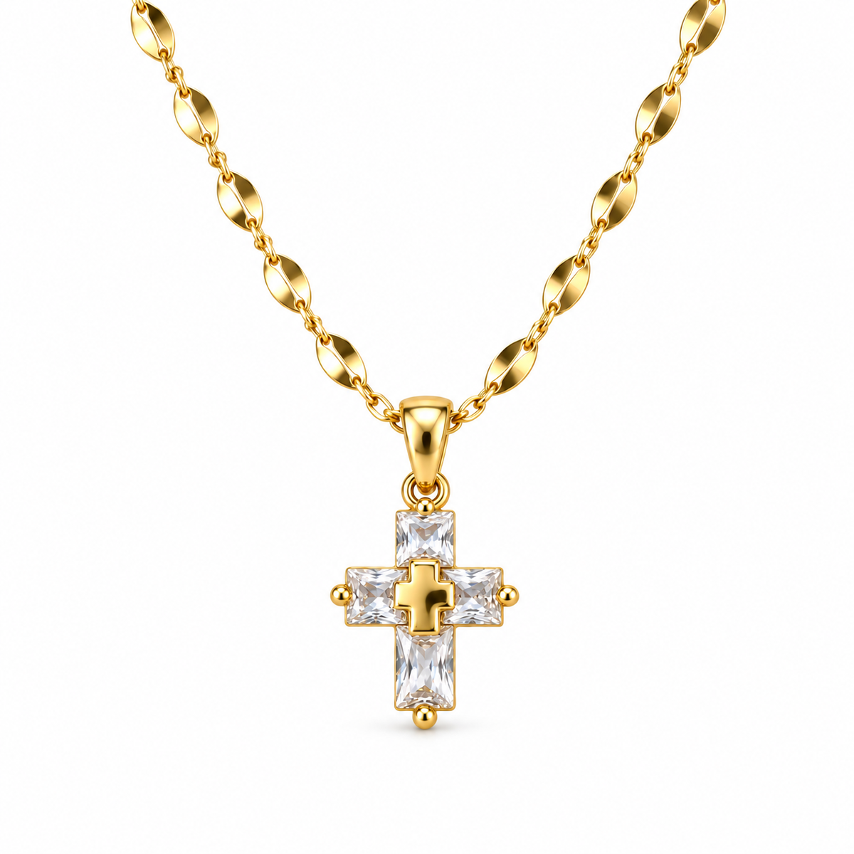 Radiant Faith Crystal Cross Necklace