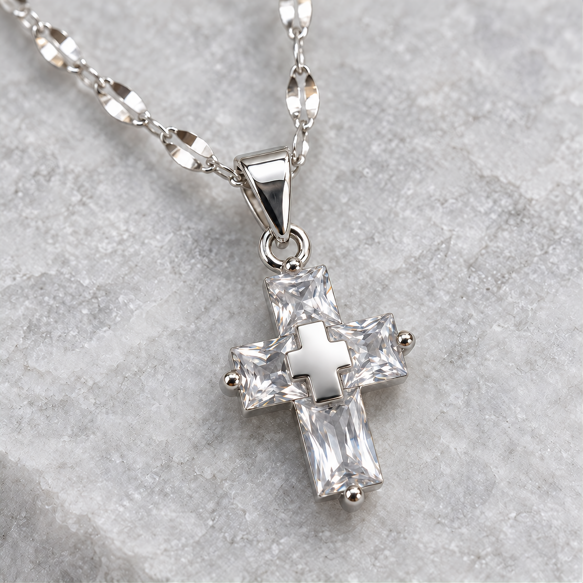 Radiant Faith Crystal Cross Necklace