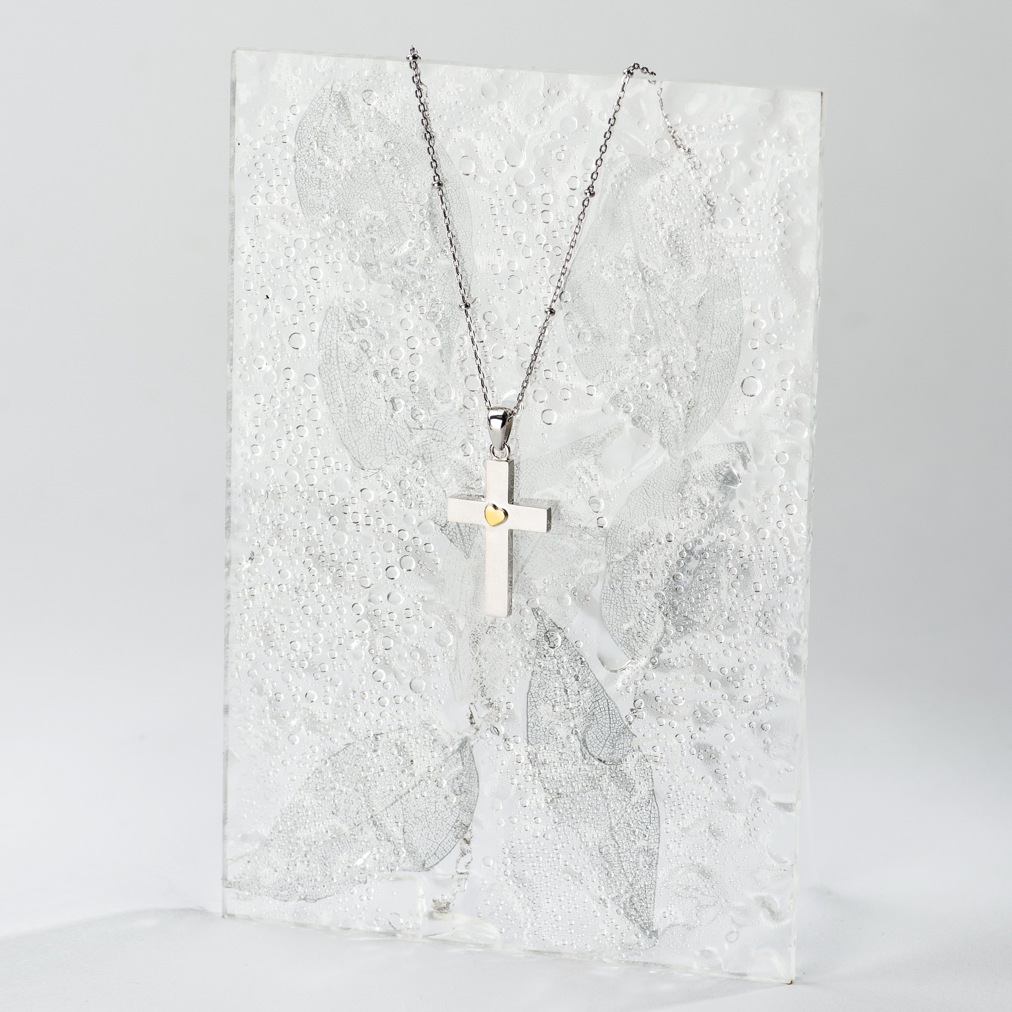 Heart in Cross sterling silver Necklace - Artisan