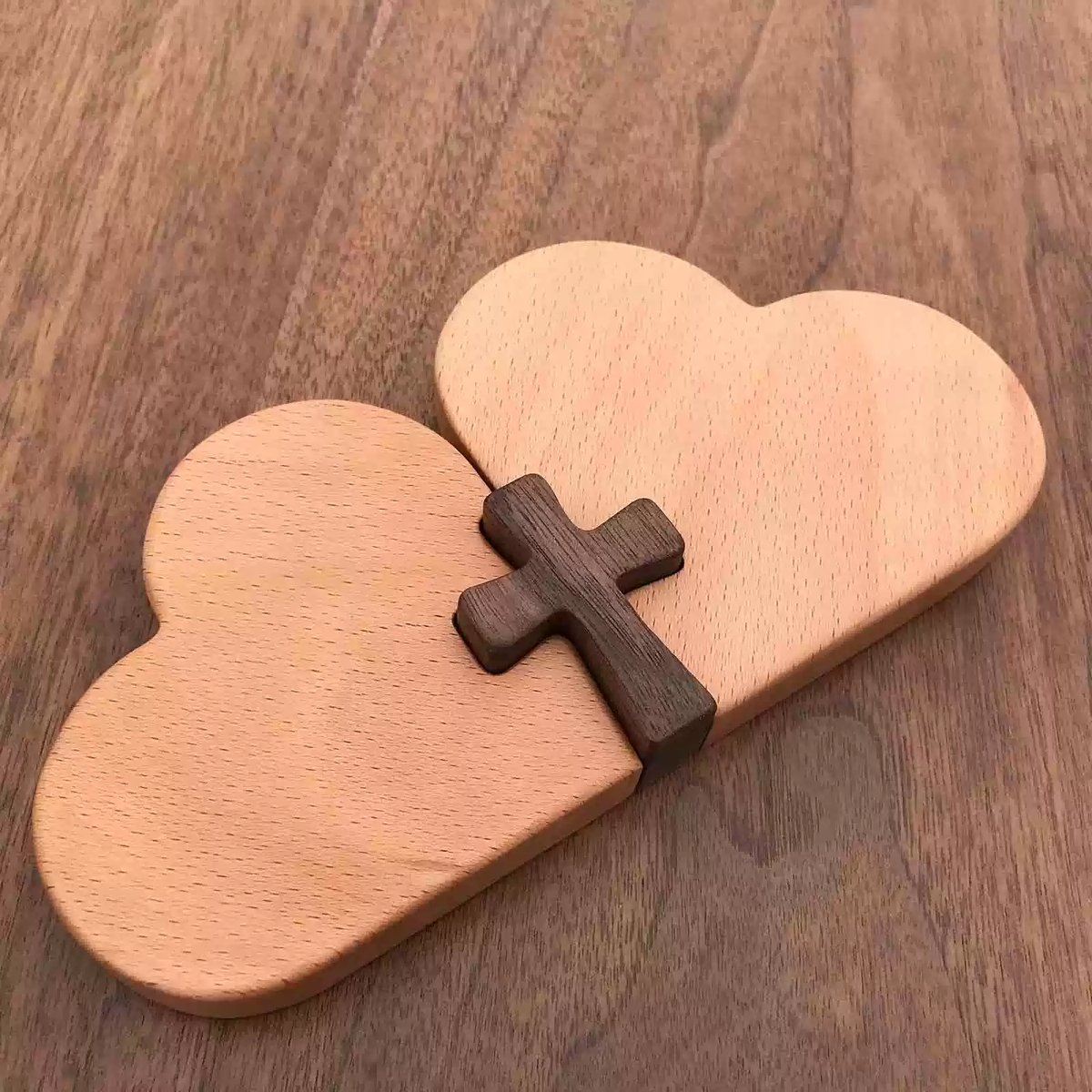 Love Is - Oak + Black Walnut Wood Desktop Ornament - Wedding, Birthday, Valentine's Day Gift - Christian Gift - Anniversary Gift