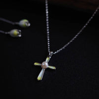 Pearl Lily Cross - On the Mountains of Spices - Artisan Handcrafted - Limited Edition