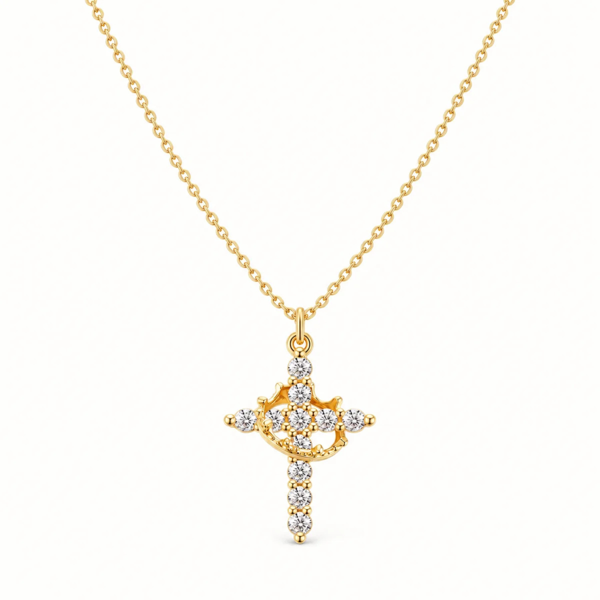 Crowned Cross 14K Gold-Plated Pendant Necklace
