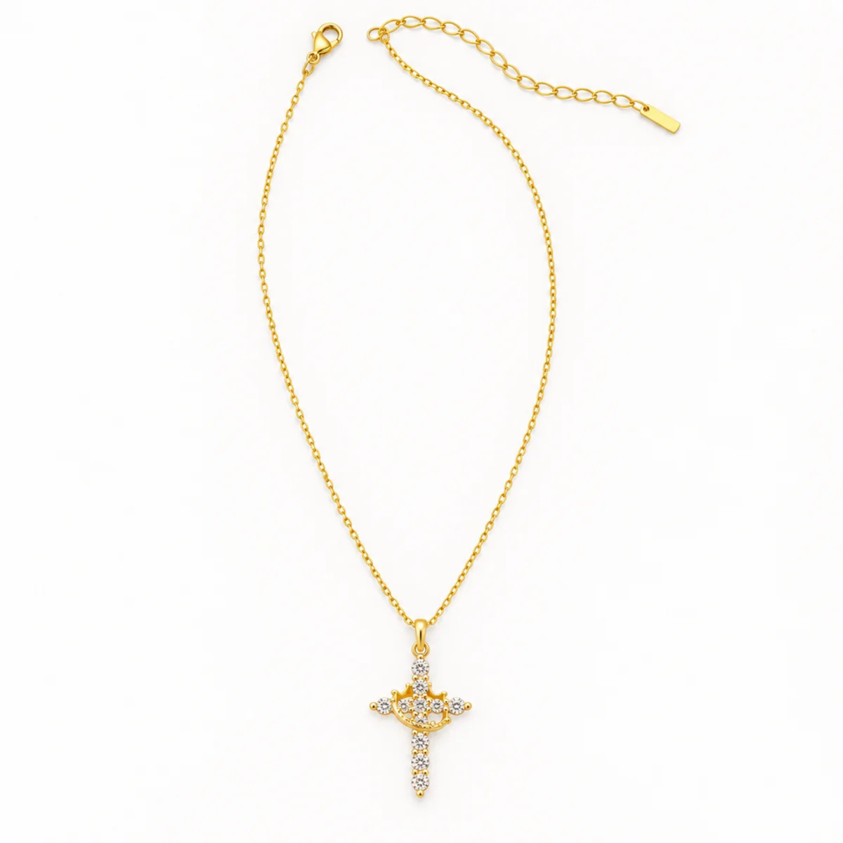 Crowned Cross 14K Gold-Plated Pendant Necklace