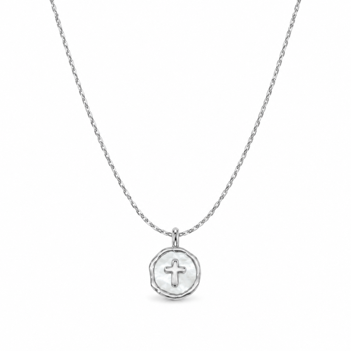 Mother-of-Pearl Cross Medallion Necklace